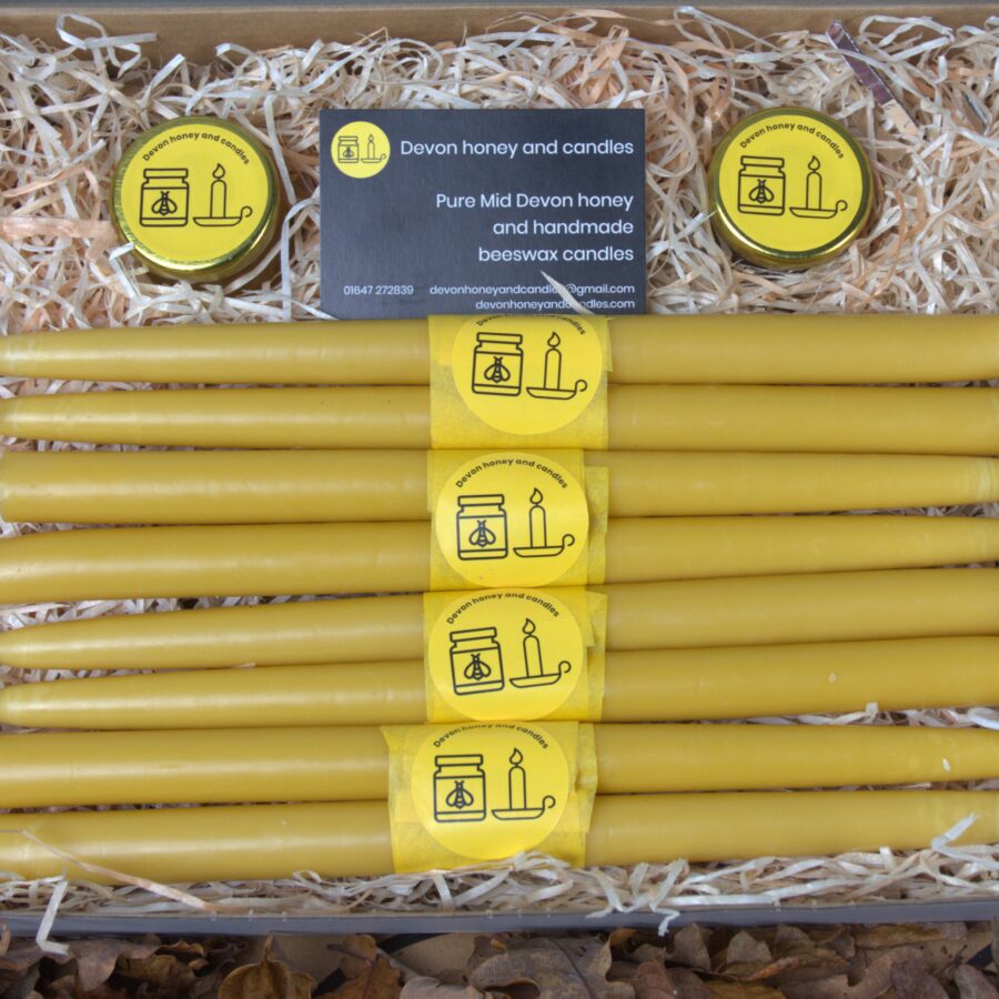 8 hand dipped beeswax candles by Devon honey and candles