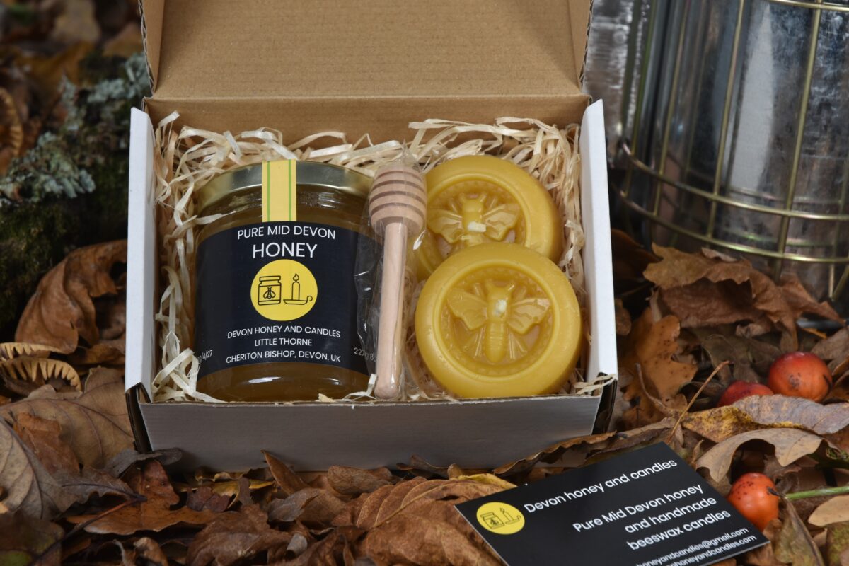 English honey and beeswax candle giftset