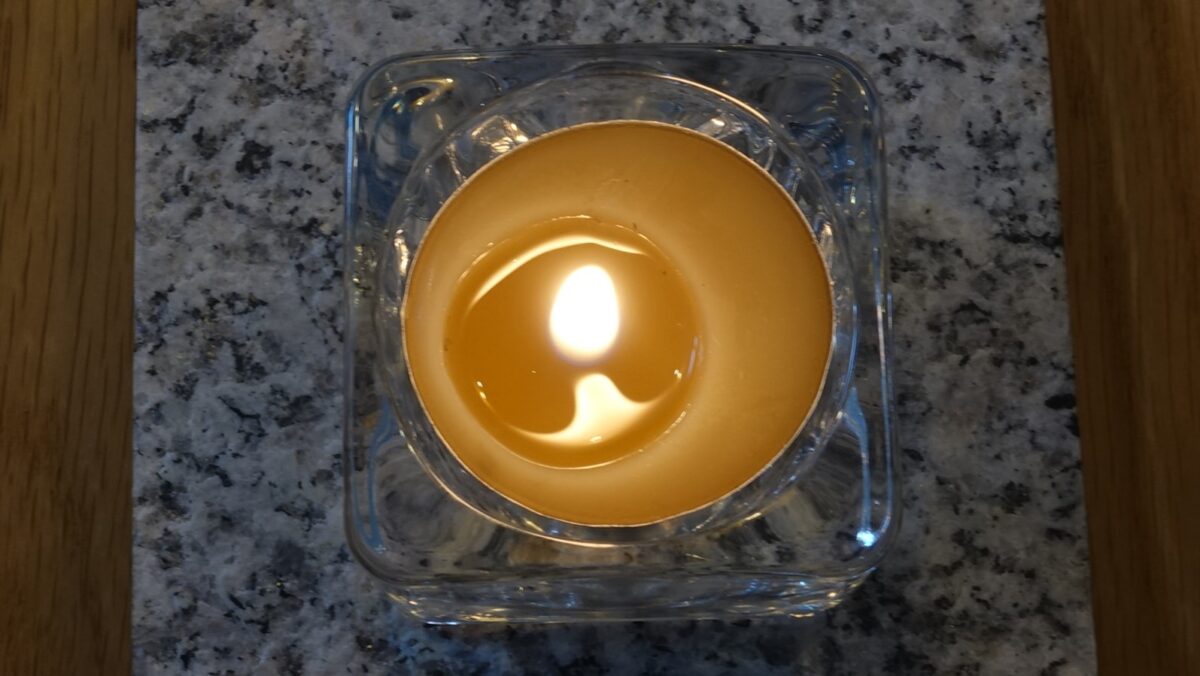 beeswax tealight and glass holder