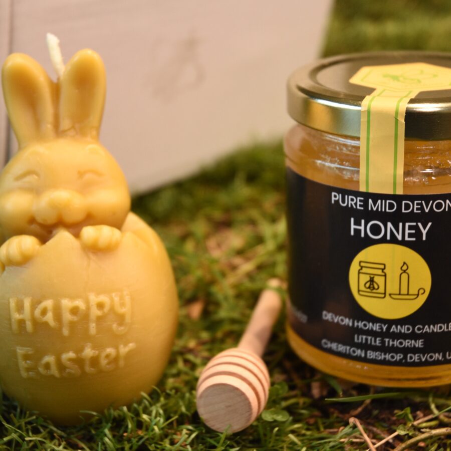 Easter bunny candle and honey gift set